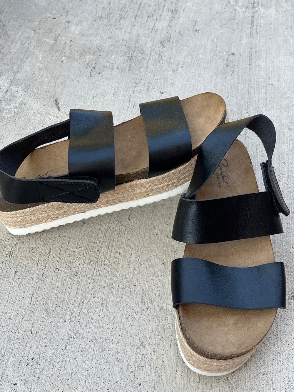 Comfort Est. 1946 Women’s 6 Black Espadrille Platform Sandals Ankle Strap